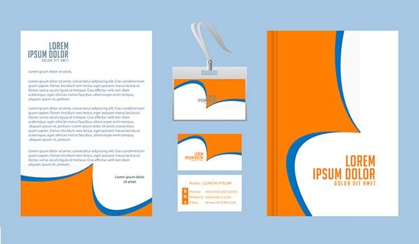 Visitenkarte mit einem auffälligen orange-blauen Design, das Professionalität und Kreativität ausstrahlt.